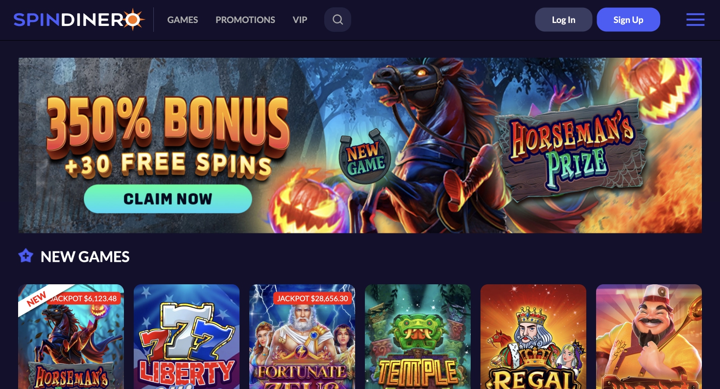Spin Dinero Casino - Bonus powitalny 350% + 30 darmowych spinów